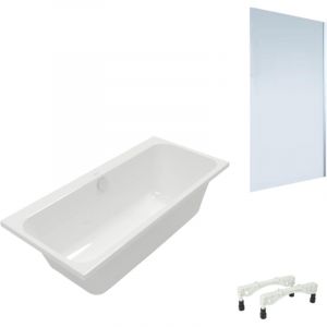 Villeroy & Boch Baignoire droite Architectura avec pieds 170 x 75 cm Blanc + Pare bain droite aurys Mist 1 chromé
