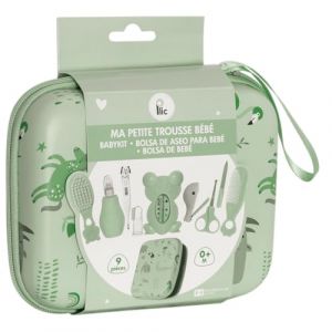 PLIC CARE - Trousse de Soin Bébé Verte - 7 Accessoires Essentiels - Trousse Compacte et Solide - Idéale pour les Premiers Soins de Bébé - Dès la Naissance - Design Mixte - Format Nomade