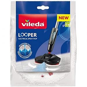 Vileda Looper Lot de 2 Housses de Rechange en Microfibre pour Balai Spray électrique 169838 Blanc/Rouge Normal