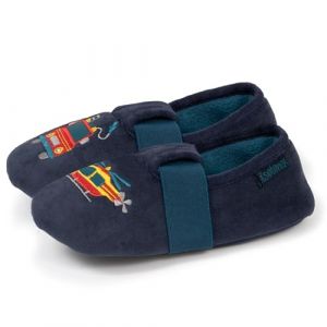 Isotoner Chaussons su&eacute;dine semelle antid&eacute;rante marine gar&ccedil;on