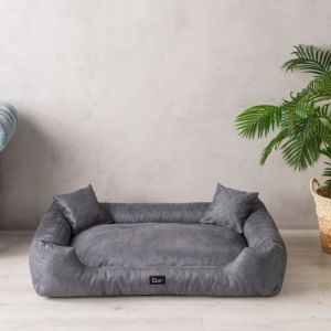 Panier Couchage Lit pour chien, Puffi &ndash; Alcantara &lsquo;&rsquo; L 90cm x 70cm Gris