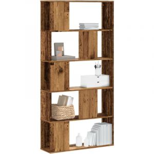 VidaXL Bibliothèque 5 niveaux vieux bois bois ingénierie, étagère, étagère à livres, support de livre, armoire de rangement, étagère de rangement