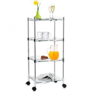 Tagère en verre Luna 4 Étagères transparentes Avec roulettes 40 x 30 x 89 cm