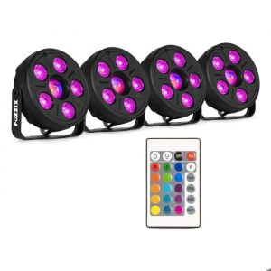 Fuzzix Comet M06 - Set Éclairage Soirée avec 4 PAR LED RGB et Jellyball Télécommande Incluse Modes Auto et Son-Lumière