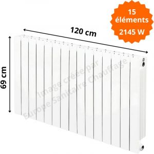 Global Radiatori - Radiateur aluminium horizontal H.69 x 120 cm vip 600 Deville 2145 w