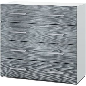 Vladon - Commode Buffet Armoire Pavos en Blanc mat - haute brillance & tons naturels - Avola-Anthracite - Avola-Anthracite