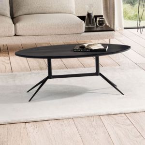 M&S Table basse 90x50x35 cm en bois de manguier noir et métal noir