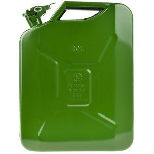Geko Jerrican essence en m&eacute;tal avec bouchon herm&eacute;tique Vert 20 l - Vert