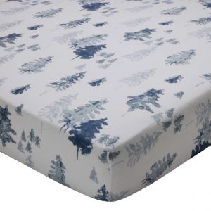 Drap housse en flanelle BLUE SALEN motif montagne, bleu