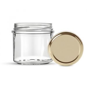 Lot de 12 Bocaux-Pot Rond 130ml-avec les couvercles dorés-Fabrication française