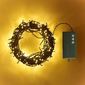 Image de Lights4Fun Guirlande Lumineuse de 200 LED Blanc Chaud pour Extérieur à Piles