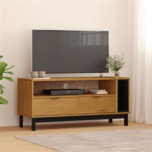 VidaXL Meuble TV FLAM 110x40x50 cm bois massif de pin Marron