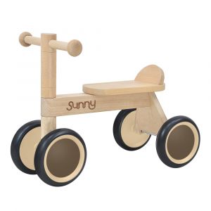 Sunny Draisienne avec panier, 4 roues en bois naturel - 1,5 an à 3 ans