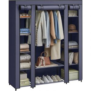 Songmics Armoire de Rangement en Tissu, Penderie avec Housse, Placard, Garde-Robe, 45 x 150 x 175 cm, 12 Compartiments, Cadre en M&eacute;tal, pour Chambre,