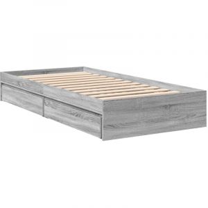 VidaXL Cadre De Lit Et Tiroirs Sonoma Gris 90x190 Cm Bois D'ingénierie