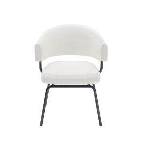 Image de Potiron 2 Chaises avec accoudoir tissu chenille silva blanches - 59x54.5x79.5 cm