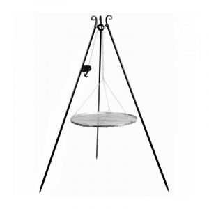 Potence à grillade en acier, 180cm de hauteur, moulinet inclus, CookKing, 111357