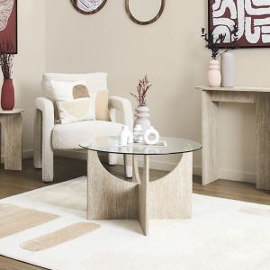 The home deco factory Table Basse Ronde Verre Pietra D70cm