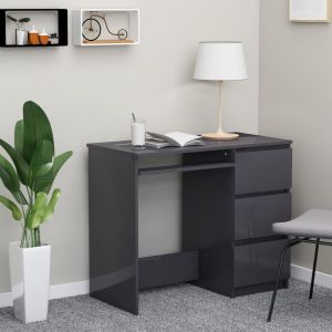 Image de VidaXL Bureau Gris brillant 90x45x76 cm Aggloméré