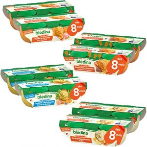Blédina Mes Moulinés - Repas bébé – 16 bols avec 4 Recettes inspirées du Fait Maison - Dès 8 Mois - Sans sel ajouté – 16x200g