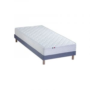 Ensemble Matelas Ressorts Fermes biconiques SPECTRE + Sommier Made in France Dimensions 90 x 190 cm, Sommier Bleu denim