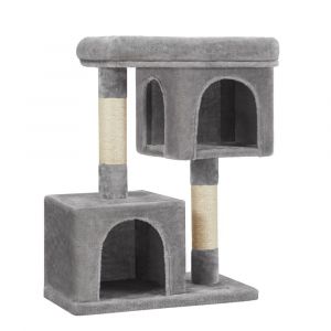 Arbre &Agrave; Chat, Tour De Jeux 84 Cm, L, Maison Pour Chats Jusqu'&agrave; 7 Kg, Grande Plate-Forme, 2 Niches, Griffoir, Gris Clair