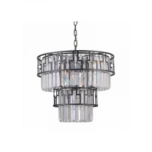 Italux Suspension en cristal Filip Noir mat