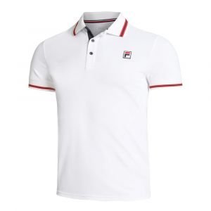 FILA Core Button Piro Polo Hommes - Blanc, Rouge