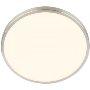 BRILONER - Plafonnier LED avec cache décoratif, couleur de lumière blanc chaud, 17,5 W, 2400 lm, ampoule LED, plafonnier, lampe de salon, cuisine, éclairage de plafond, couloir, 33x6 cm, nickel mat