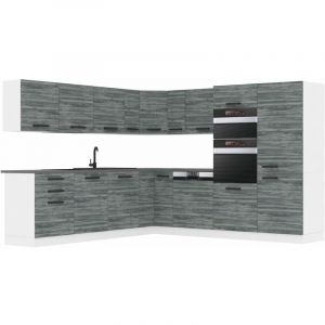 Belini - Cuisine Equipee Complete Jane Muebles de Cuisine Complets. L-Forme Cuisine. Cuisine Complete sans Plan de Travail, ch&ecirc;ne Glamour