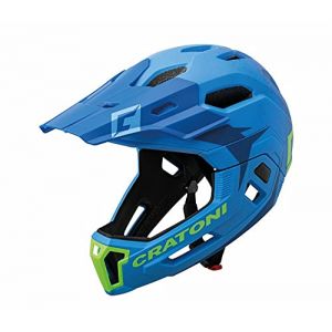 Cratoni Casque de vélo Unisex-Adult, AZU/LIM, 52-56