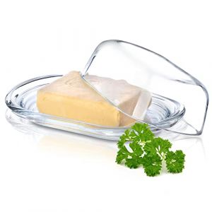 KADAX Beurrier en Verre avec Couvercle pour Réfrigérateur, L'Accessoire Essentiel de Cuisine pour Stocker, Servir et Préserver la Fraîcheur du Beurre