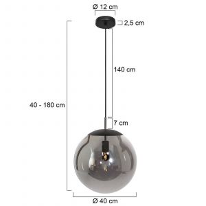 Steinhauer Lampe suspendue - Bollique - noir - verre m&eacute;tal - &Oslash; 40cm - E27 - 4186ZW
