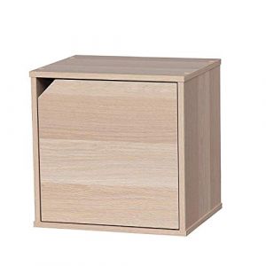 Iris Ohyama Cube de rangement modulable avec porte en bois MDF Cube Box QR-34D - Beige - 34,9 x 29 x 34,4 cm