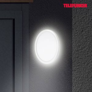 Telefunken Applique d'extérieur à led, applique d'extérieur 1-flamme, effet rétro-éclairé, 15 Watt, 2.000 lumen, 4.000 Kelvin, IP44, blanc, rond, ø