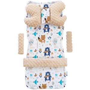 Coussin Papillon Medi Partners Coussin universel pour le si&egrave;ge et la poussette, 5 pi&egrave;ces, Boho animals avec beige Minky