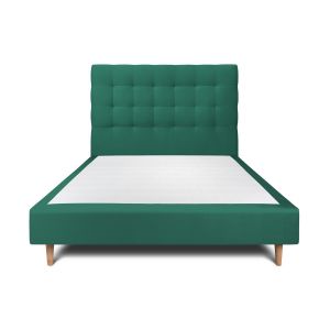 Lit avec tête de lit capitonnee velours et sommier Vert 150x190