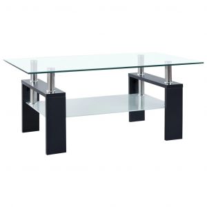 Image de VidaXL Table basse Noir et transparent 95x55x40 cm Verre trempé