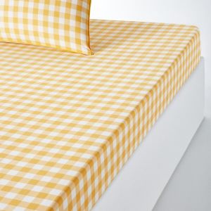Drap housse coton bonnet 30 cm, Veldi jaune Vichy Jaune Taille 140x190 cm;160x200 cm;180x200 cm;90x190 cm