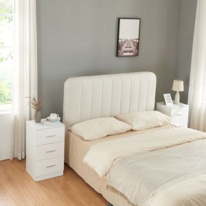 Set de 2 tables de chevet Aurdal avec 3 tiroirs panneau de particules 66 x 37 x 35 cm blanc brillant