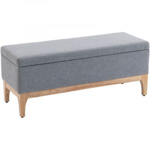 Homcom Banc de rangement - couvercle amovible - style scandinave - en tissu lin - 110x39x45cm - gris