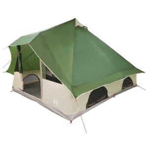 VidaXL Tente Tipi - 358x296x258 cm - Vert - Taffetas - Imperm&eacute;able - 8 personnes - 1 porte - 6 fen&ecirc;tres - E-Port