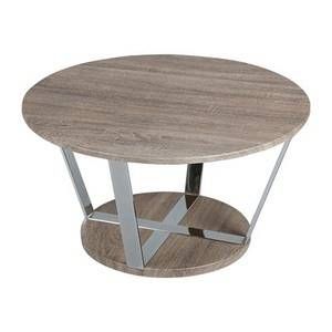 Table basse ronde 80cm en acier et plateau blois SCOTT