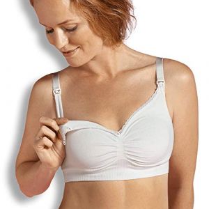 Carriwell Femmes Soutien-Gorge Organique Encore, Soutien-Gorge De Maternité Sans Couture En Coton Bio Doux, Perméable À L'Air[blanc][Grand]