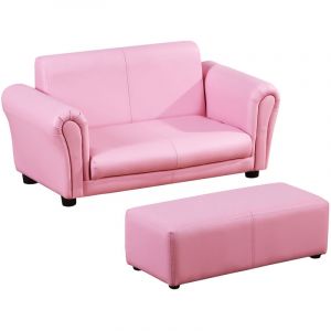 Homcom Canapé et pouf design contemporain pour enfants à partir de 3 ans rose neuf 05PK