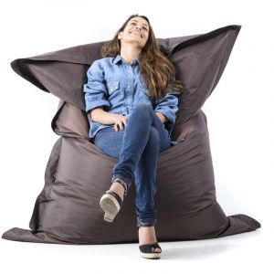 Pouf Géant Marron BiG52 Classic 170x130 cm - Déhoussable, Intérieur/Extérieur, Rempli de Billes de Polystyrène