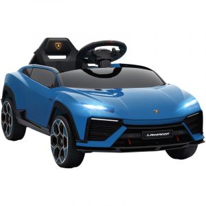 AIYAPLAY Voiture électrique Enfant Lamborghini, 12V avec télécommande 2,4G et 2 Moteurs, Vitesse Max. 4 km/h, véhicule électrique avec phares LED, MP3 et klaxon, Bleu