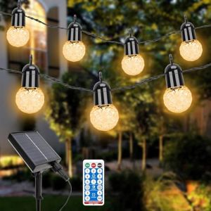 Aogled Guirlande Solaire Exterieur Jardin,G40 Guirlande Lumineuse avec 15.5M/25 Ampoules LED