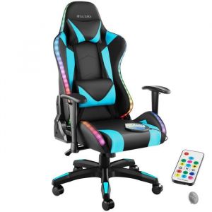 TecTake Chaise de gaming tartaros avec fonction massage et led - d'ordinateur, chaise bureau, fauteuil direction