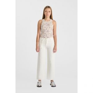Le Temps des Cerises Pantalon enfant Jeans alexgi wide leg taille haute blanc